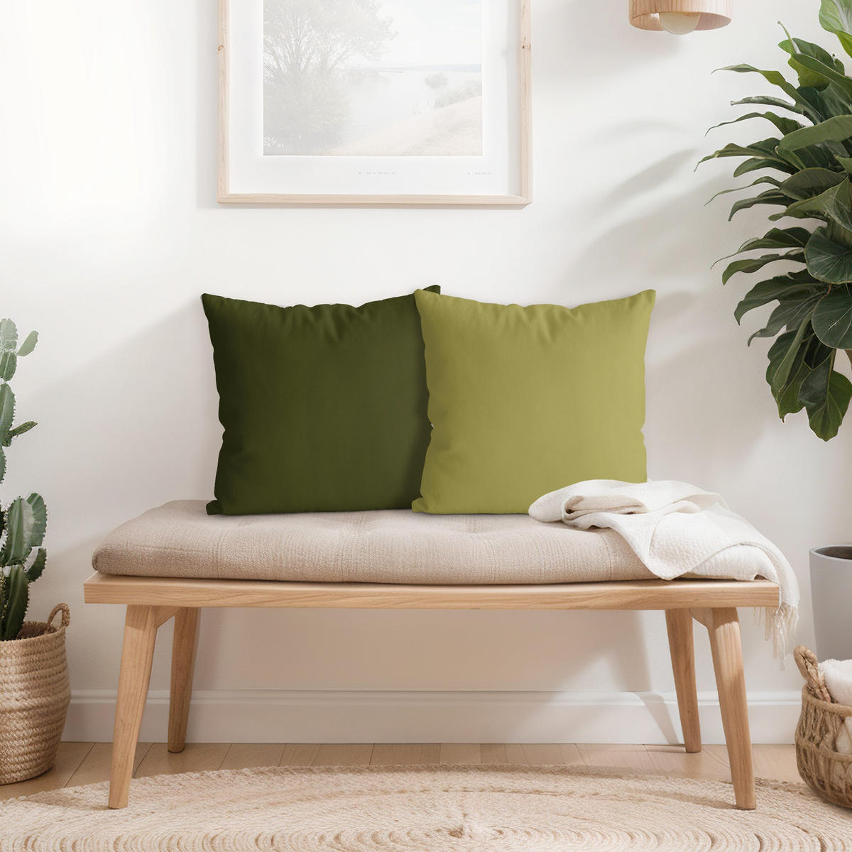 DEKOKISSEN 2er-Set Lindgrün Bambus Gentle lime Duo 40/40 cm - Grün, Textil (40/40cm) - Bilderwelten