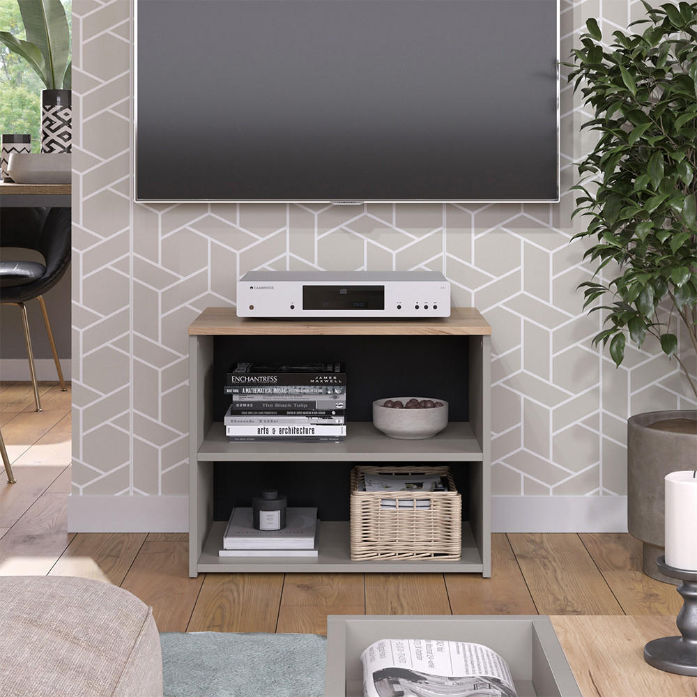 LOWBOARD Wido Greige 60 x 50 cm mit 2 Fächern - Greige/Sonoma Eiche, Holzwerkstoff (60/50/40cm) - Vicco