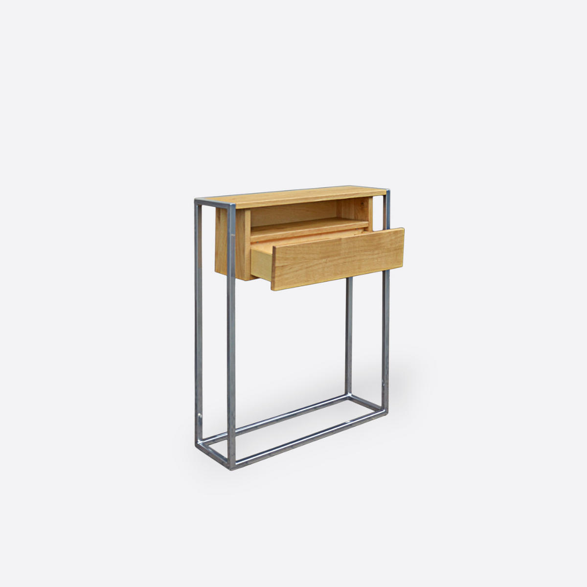 LOFT-KONSOLE mit Schublade für den Flur im industriellen Stil KING II - Eichefarben, Holz (70/90/20cm) - Rawood Furniture