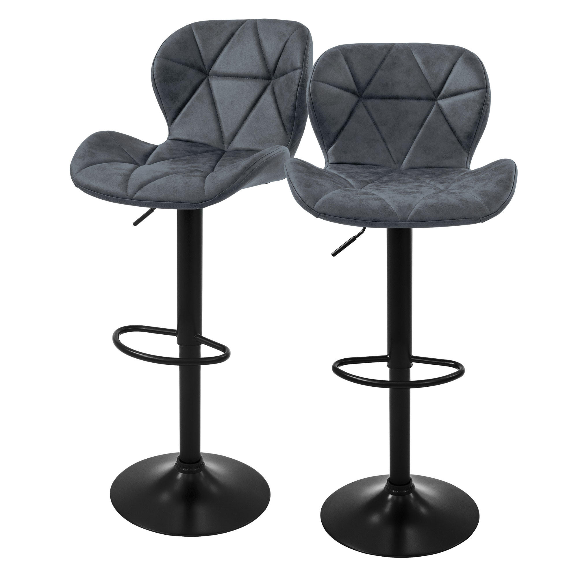 BARHOCKER Kunstleder anthrazit 2er Set - Anthrazit, Metall (41/110/47cm) - ML-DESIGN