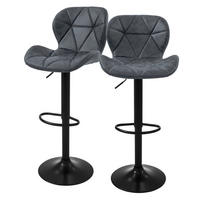 BARHOCKER Kunstleder anthrazit 2er Set - Anthrazit, Metall (41/110/47cm) - ML-DESIGN