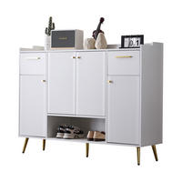 SCHUHSCHRANK aus Spanplatte 130x37x100cm Weiß mit 2 Schubladen - Weiß, Holzwerkstoff (130/100/37cm) - Modfu