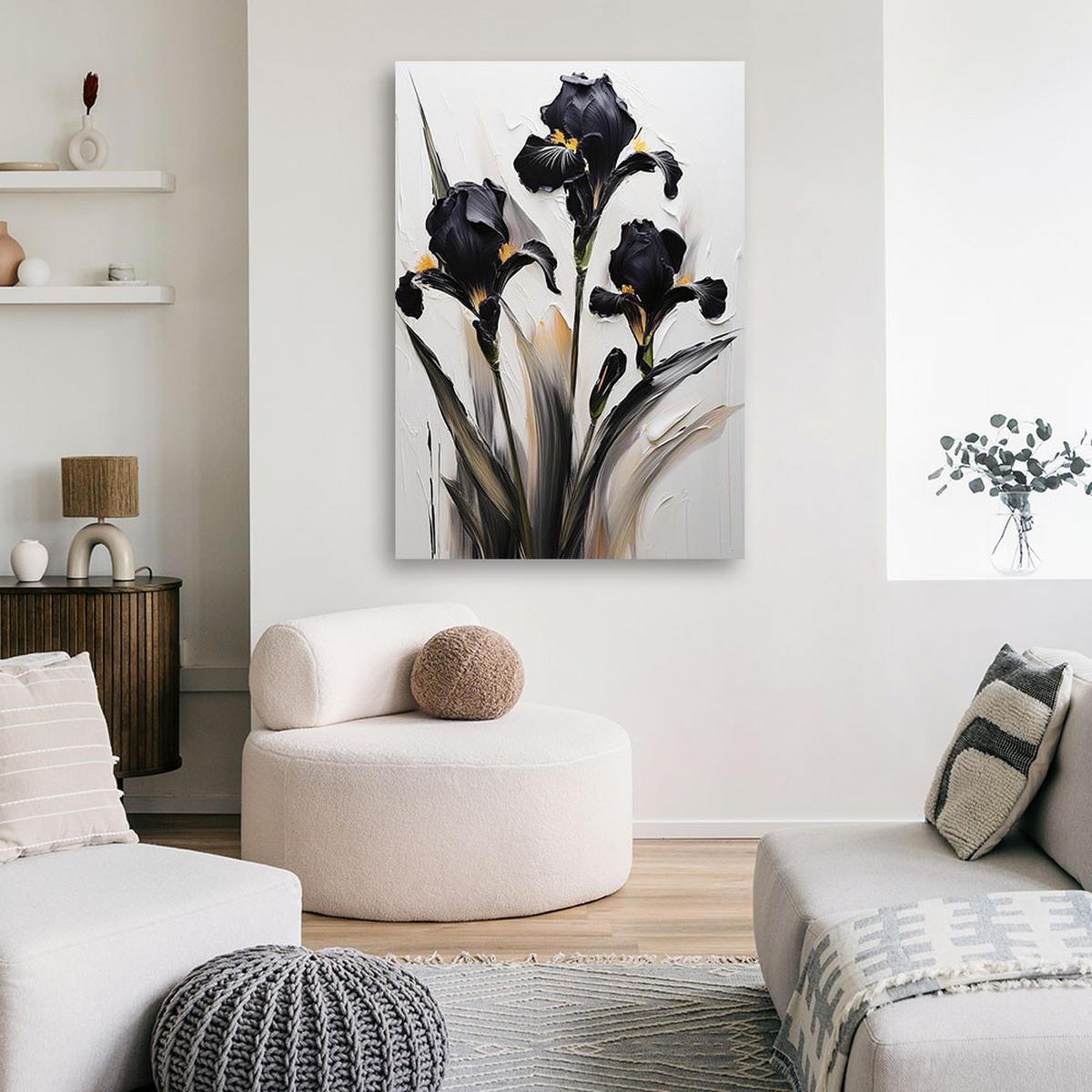 WANDBILD schwarze schwertlilien - Schwarz, Textil (40/60cm) - Feeby