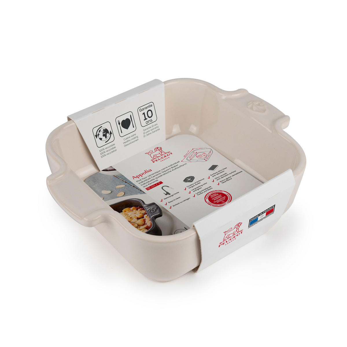 AUFLAUFFORM Keramik Appolia 18cm Quadratisch Ecru Spülmaschinenfest - Weiß, Keramik (14/18/5.1cm) - PEUGEOT