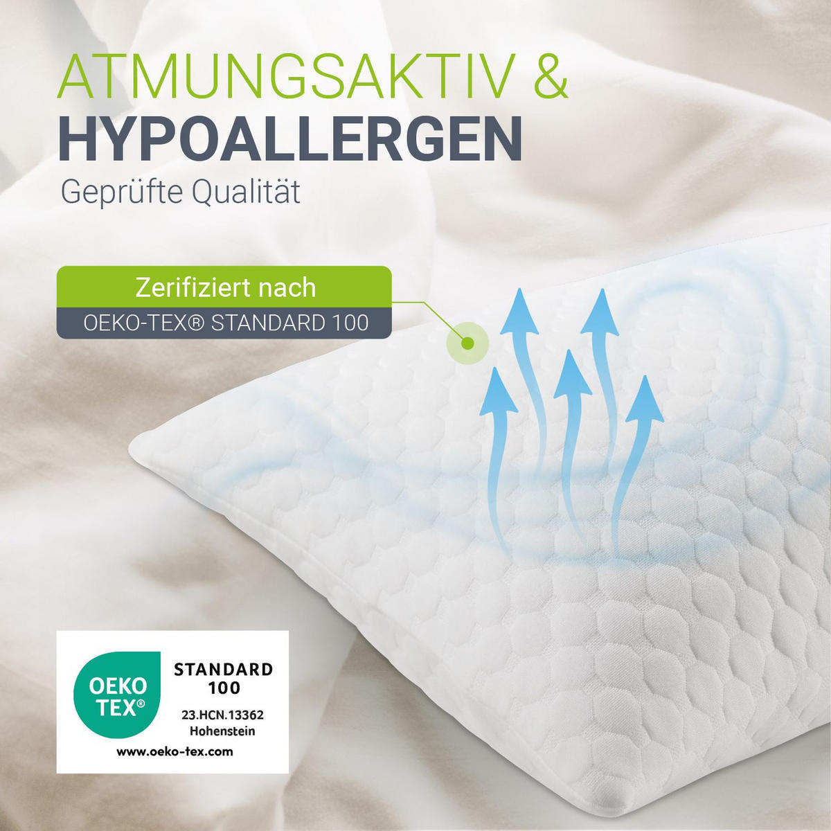 KOPFKISSEN 60x40 cm (2er-Set) - Weiß, Textil (40/60cm) - Juskys