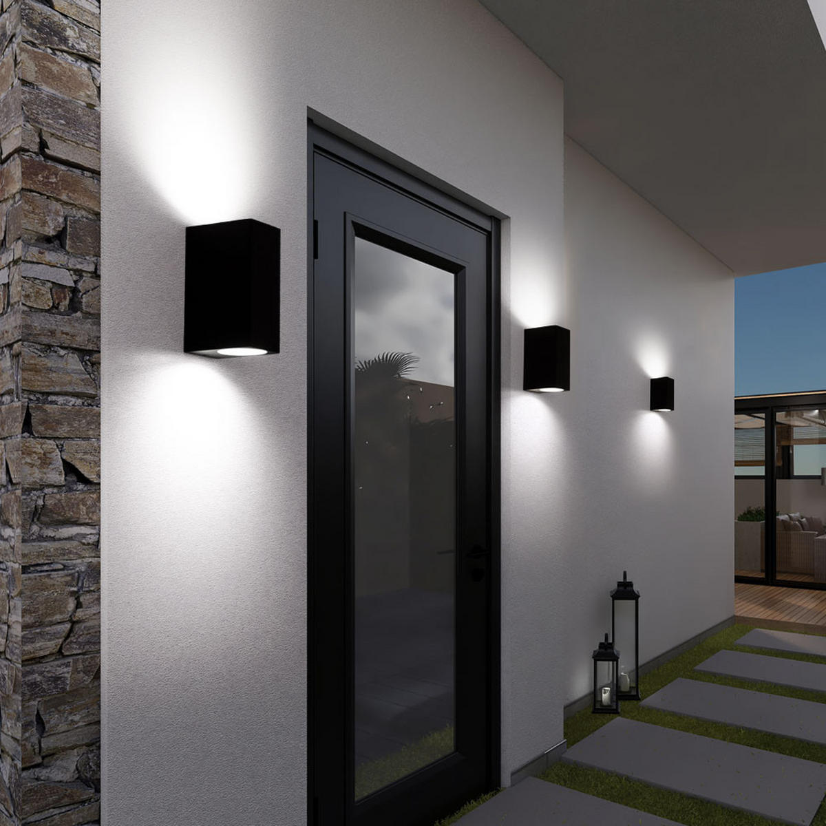 LED AUSSEN-WANDLEUCHTE Aluminium Schwarz - Schwarz, Metall (6.8/15/9.2cm)