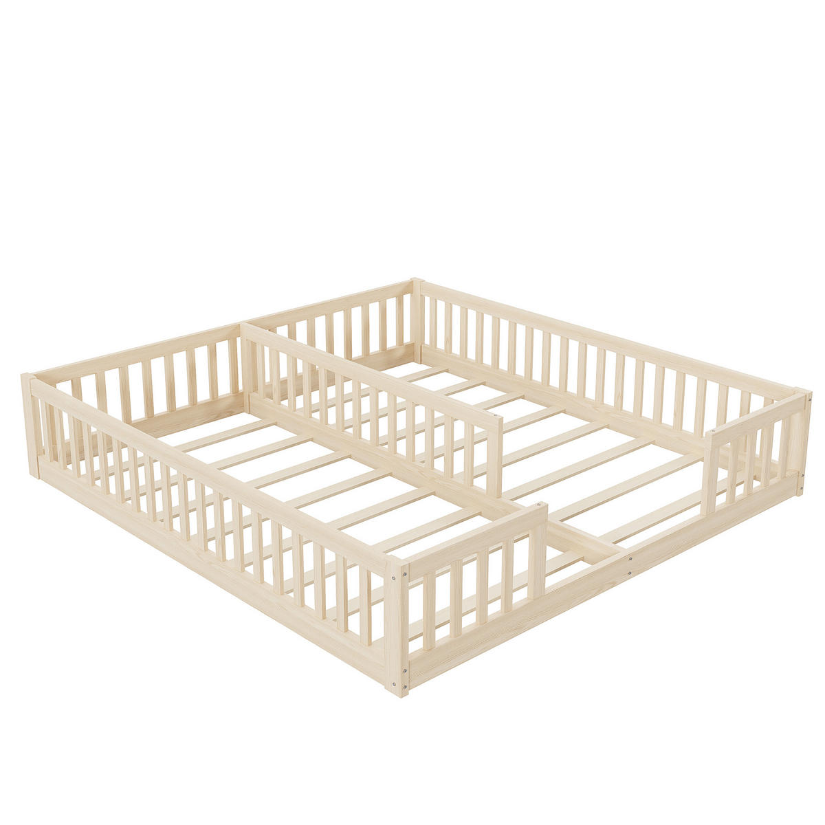 BODENBETT 90/200 cm DE-03167, als 2er-Set mit Gitter und Lattenrost, in Natur - Naturfarben, Holz/Holzwerkstoff (90/200cm) - ComfortXL