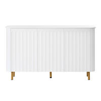 SIDEBOARD Weiß 135cm Grifflos mit 3 Türen 3D-Säulenrelief & Metallfüßen - Weiß, Holzwerkstoff (135/78/36cm) - Urban Meuble