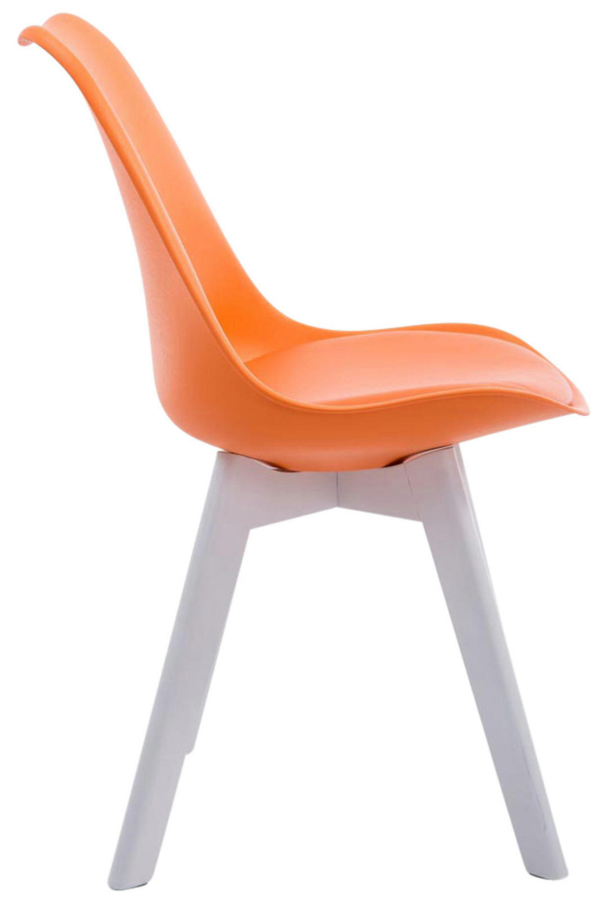 STUHL 4er Set Lederlook orange - Weiß/Orange, Holz/Textil (48/84/55cm) - CLP