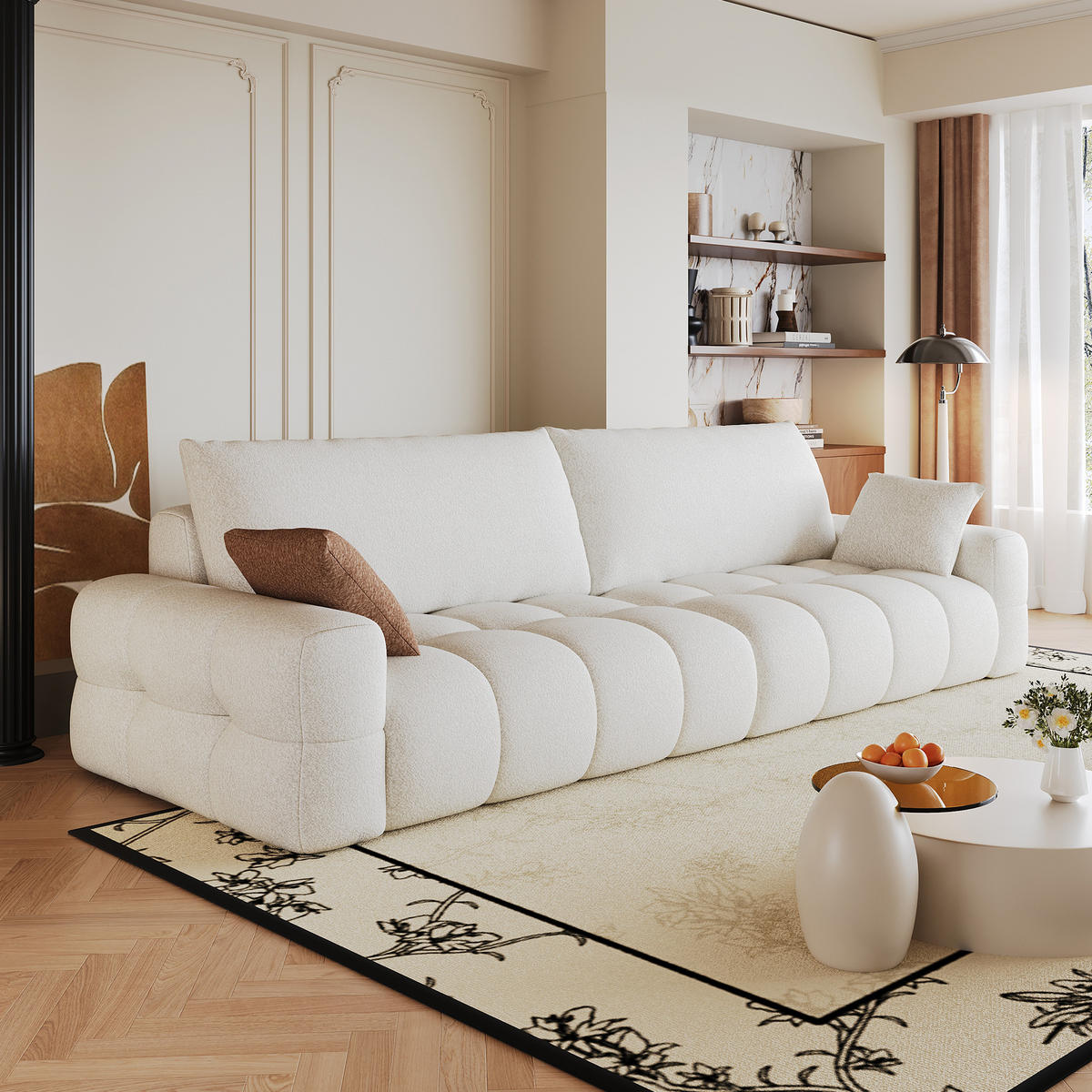 2-SITZER-SOFA DE-34889 260 cm tiefer Sitz Cremeweiß - Creme, Textil (105/86/260cm) - ComfortXL