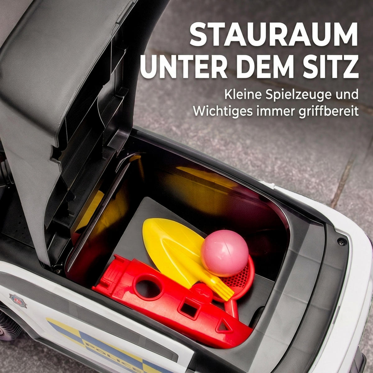KINDER-RUTSCHAUTO PP-Kunststoff Weiß - Weiß, Kunststoff (65/29.5/36cm) - AIYAPLAY