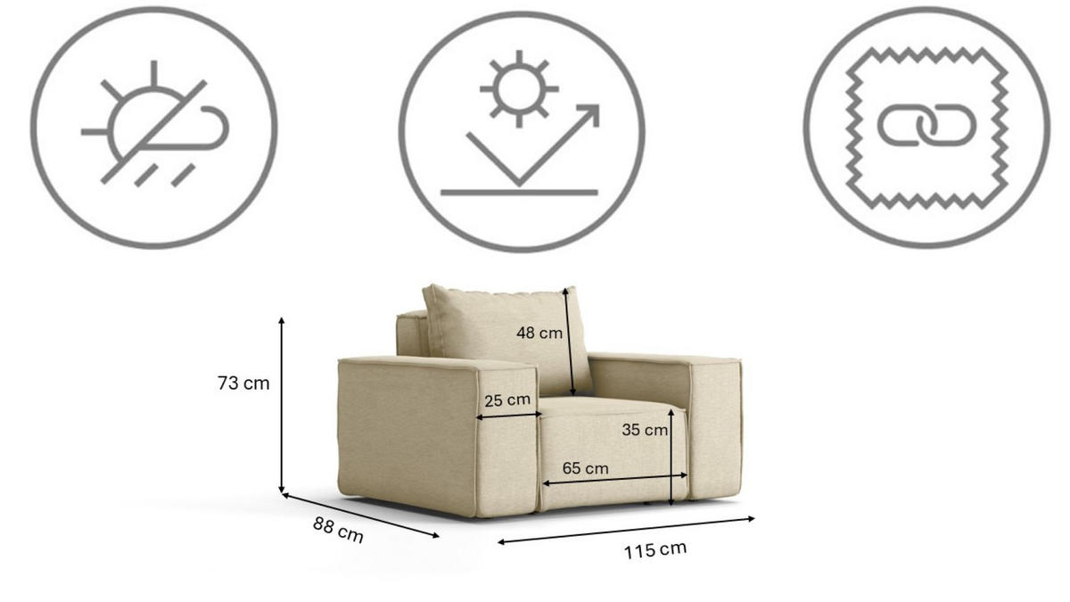 GARTENSESSEL SONNE Beige - Beige, Holz (115/73/88cm) - Kaiser Möbel