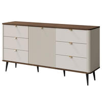 KOMMODE Marly Kaschmir / Walnuss 160 / 40 / 82cm - Kaschmir/Beige, Holz/Holzwerkstoff (160/82/40cm) - Feldmann-Wohnen