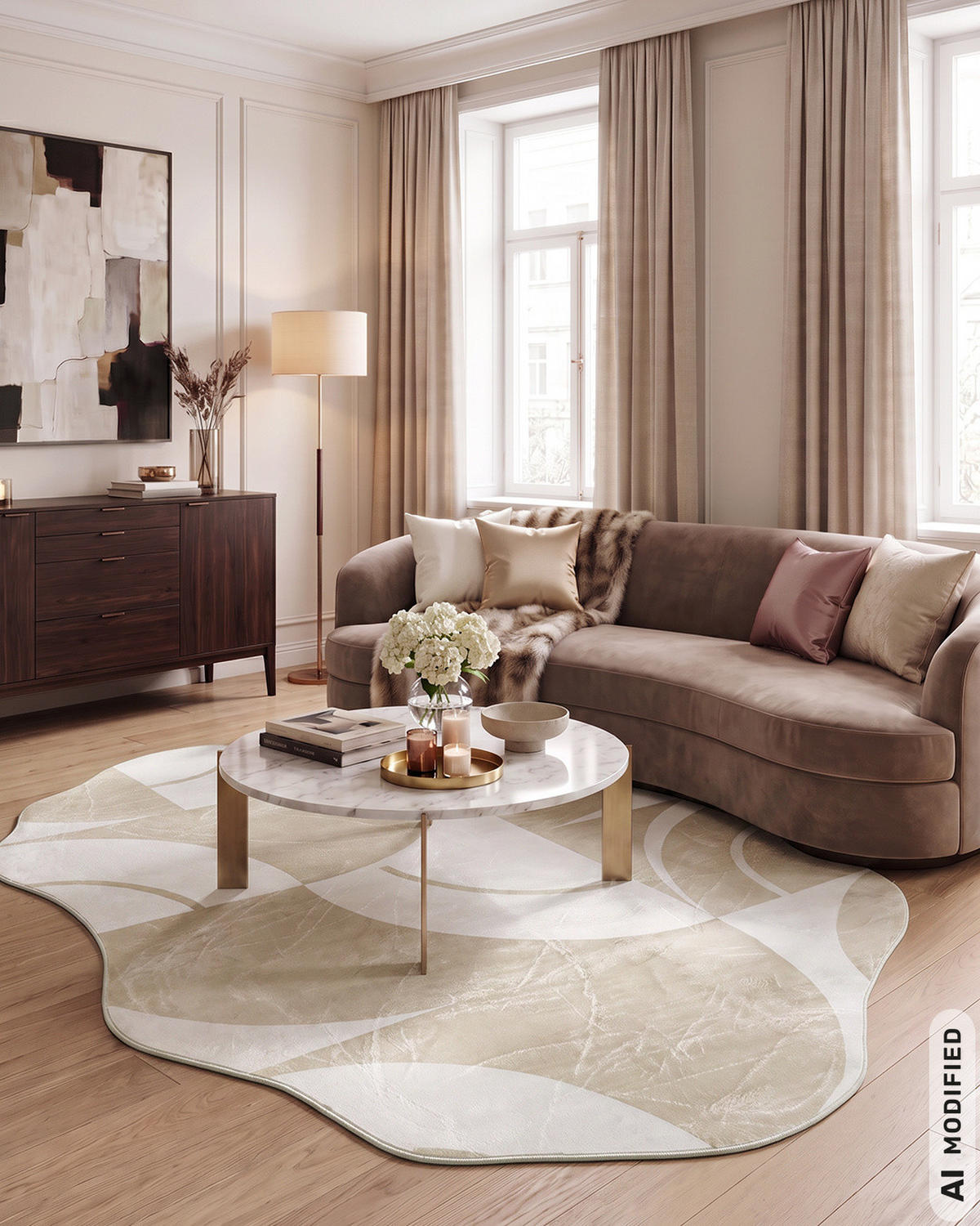 TEPPICH Mirano Mena Mazovia Unregelmäßige Form 120x160cm Creme Abstrakt Kurzflor - Creme, Textil (120/160cm) - Mazovia