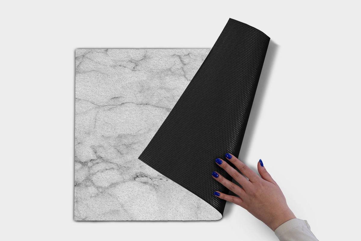 FUSSMATTE 90 x 60 cm Grauer Marmor - Grau, Textil (90/60cm) - TULUP