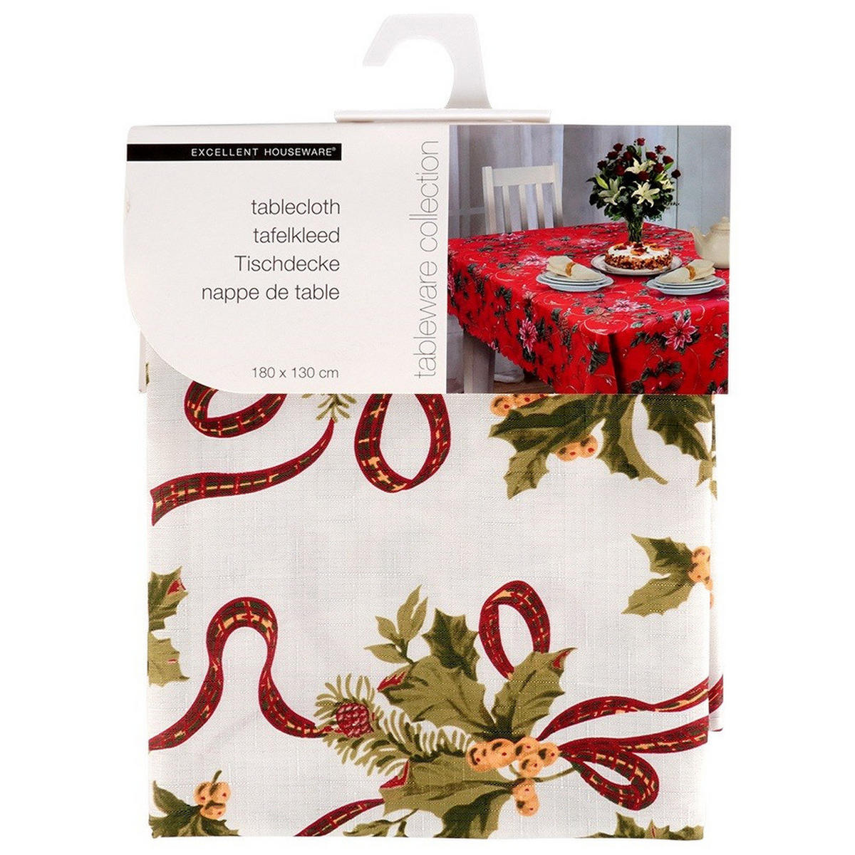 WEIHNACHTSTISCHDECKE Fleckenabweisend 180x130 cm - Creme, Textil (180/130cm) - Excellent Houseware