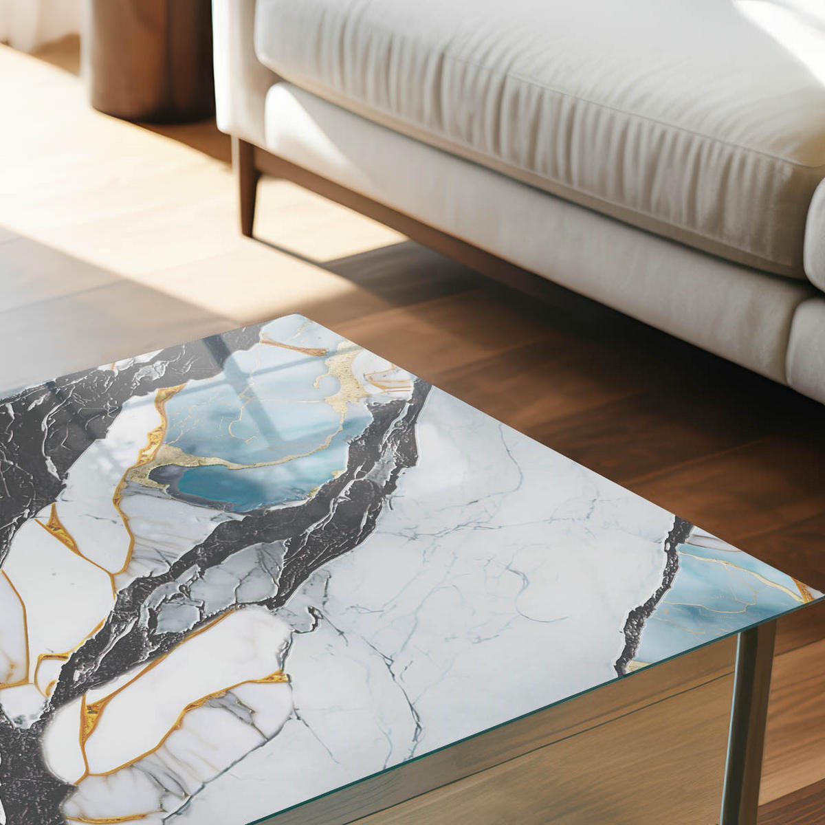 GLASPLATTE 80x60 cm – Luxuriöser Marmor - Braun, Glas (0.4/80/60cm) - ArtPrintCave