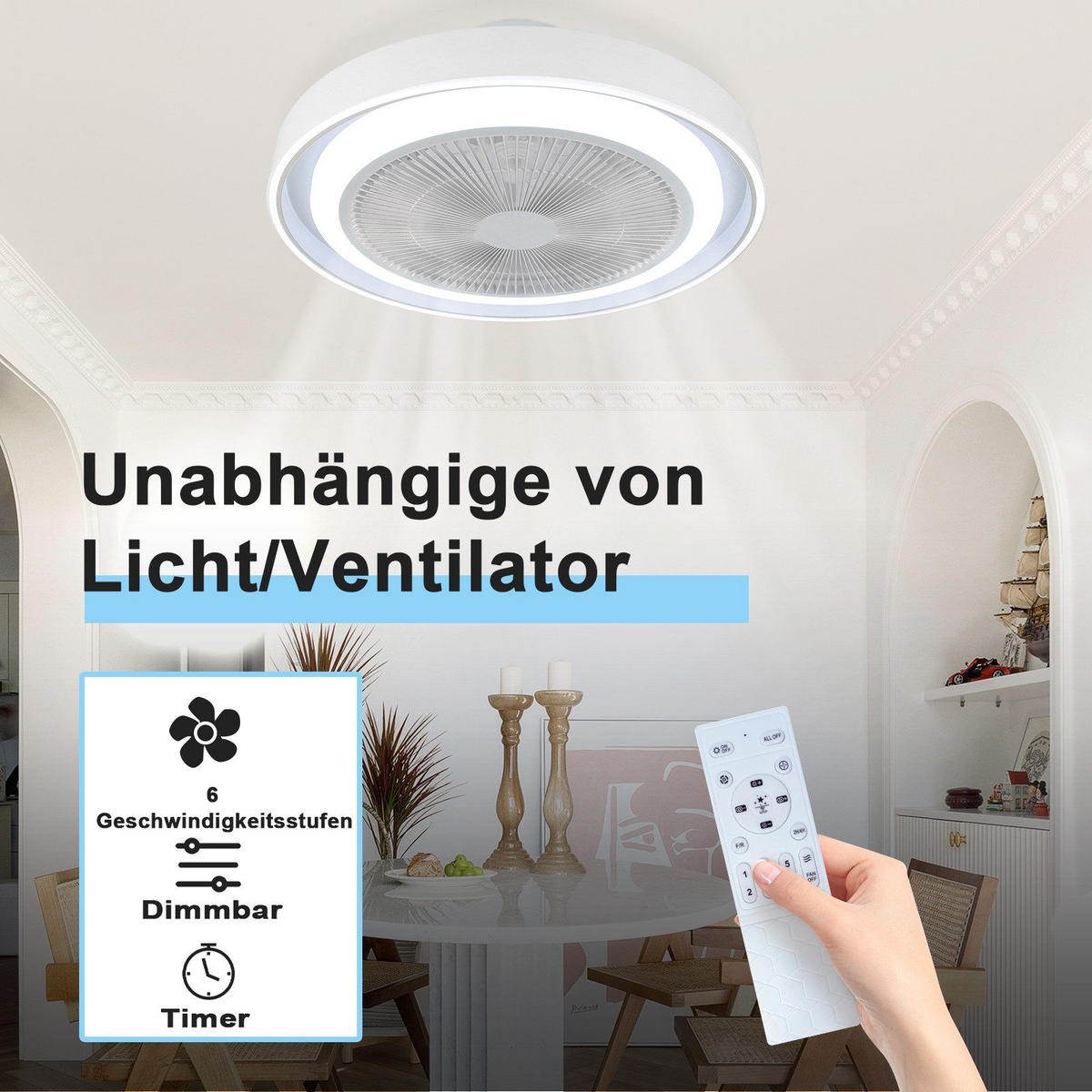 LED-DECKENLEUCHTE Avalis 50/50/20.5 cm - Weiß, Metall (50/50/20.5cm) - ZMH