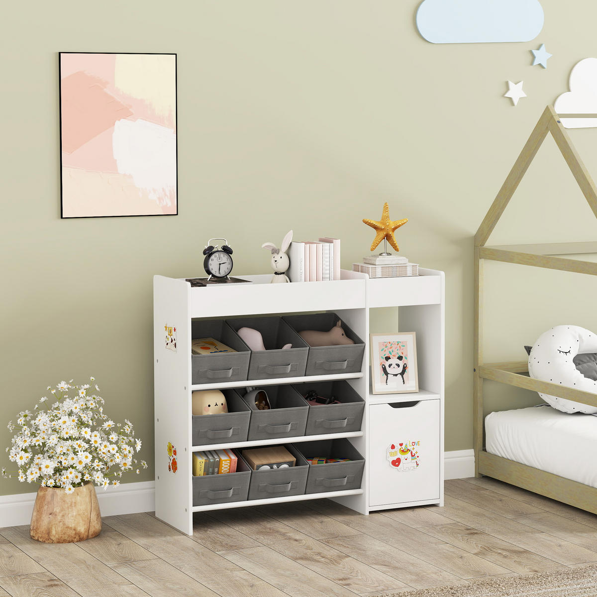 REGAL DE-17250 9 Stoff-Schubladen & Türfach Weiß - Weiß, Holzwerkstoff (30/80/92cm) - ComfortXL