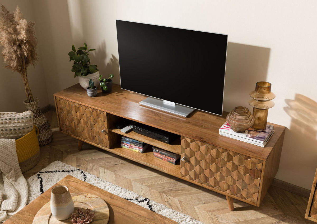 TV-BOARD Akazie 170x42x48 Akazie natur lackiert MOSAYK #111 - Naturfarben, Holz (42/48/170cm) - Massivmoebel24