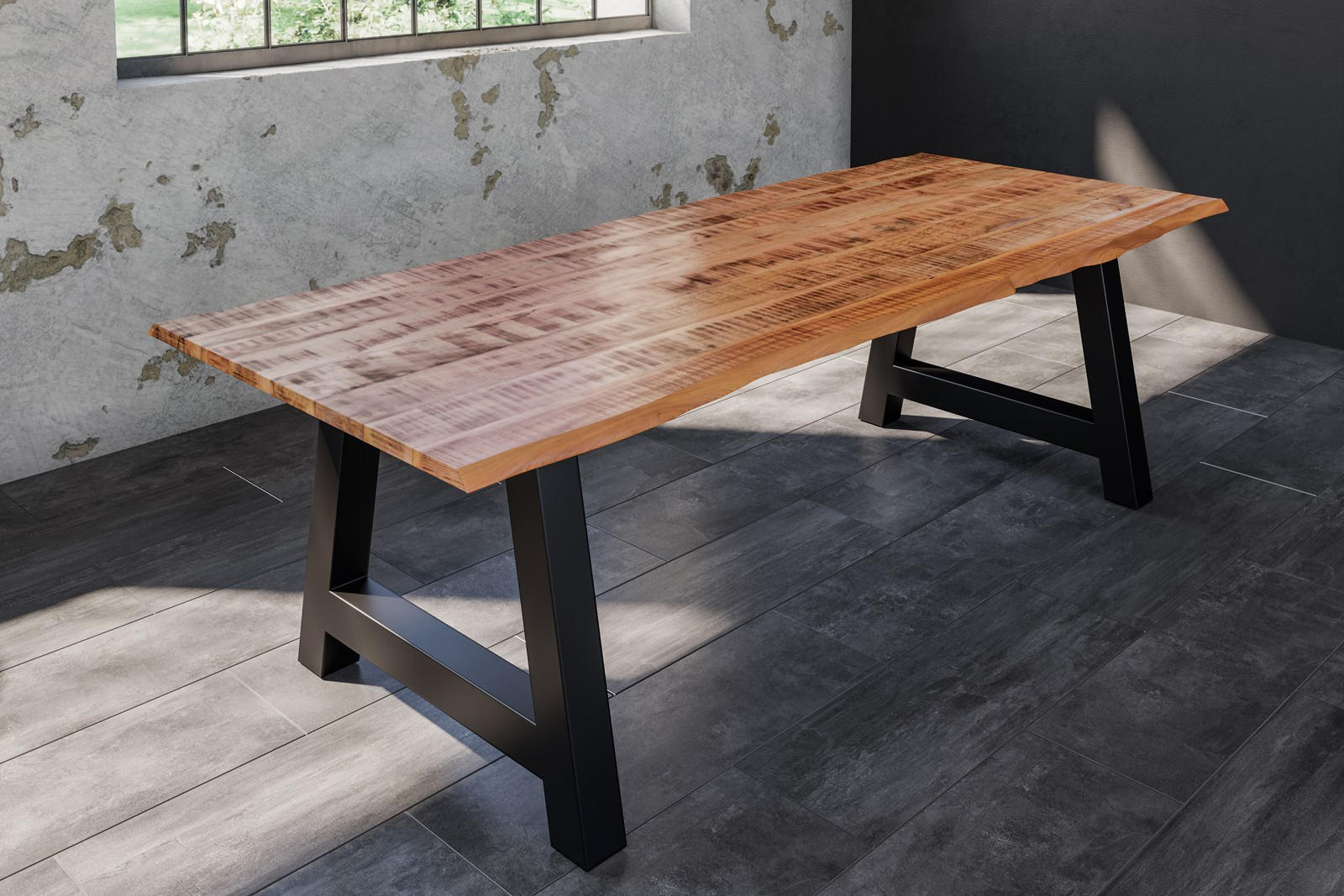 ESSTISCH DORA A - Beige/Schwarz, Holz/Metall (100/260/77cm) - SAM