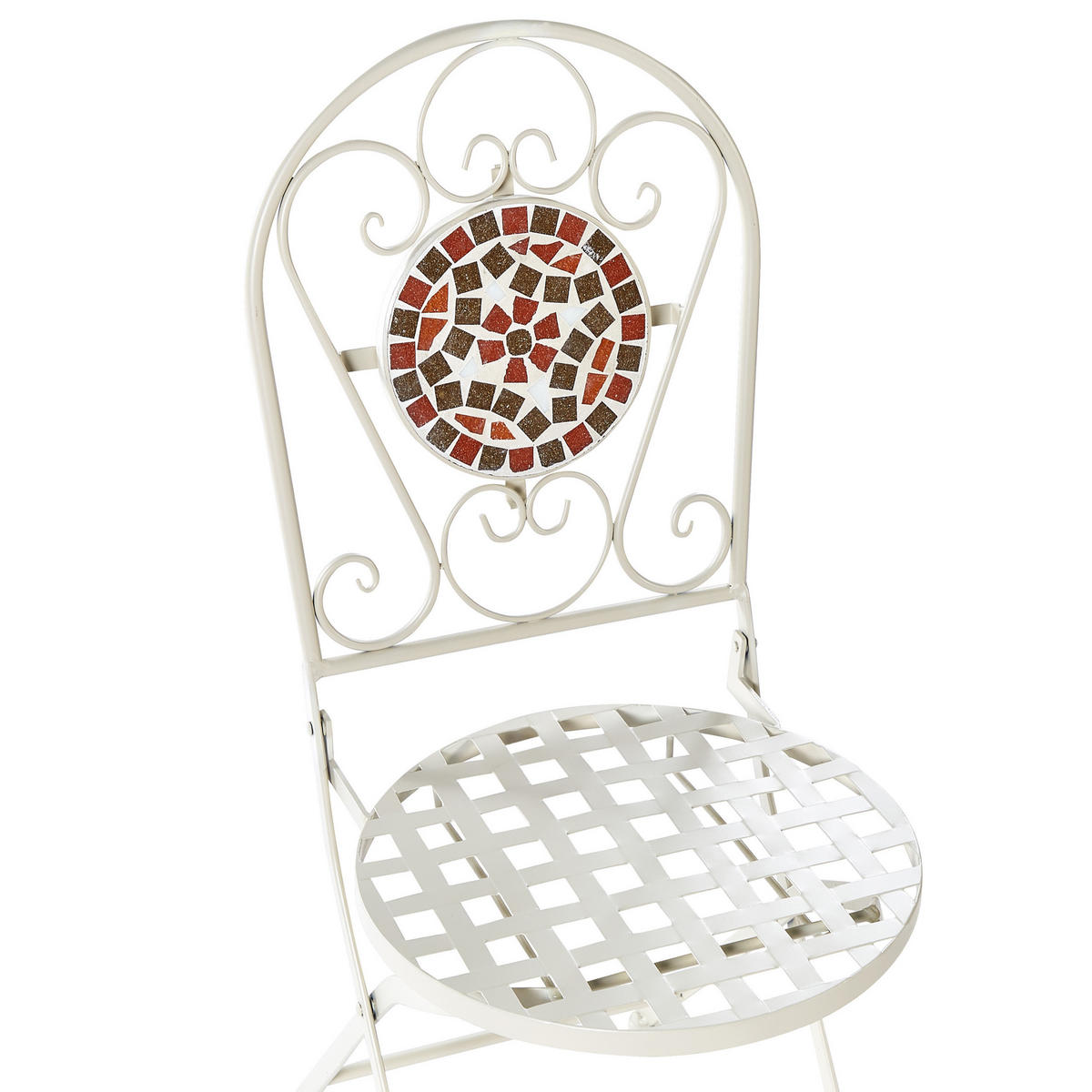 GARTENSTUHL 2er-Set Metall Weiß Spello - Rot/Weiß, Metall (40/94/44cm) - Beliani