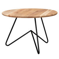 COUCHTISCH Akazienholz mit Haarnadelgestell, Modernes Design, Große Ablagefläche - Beige/Schwarz, Holz/Metall (60/60/39cm) - KADIMA DESIGN