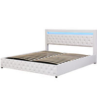 POLSTERBETT 180/200 cm Weiß aus PU mit LED-Beleuchtung und Stauraum - Weiß, Kunststoff (180/200cm) - OKMYHOME