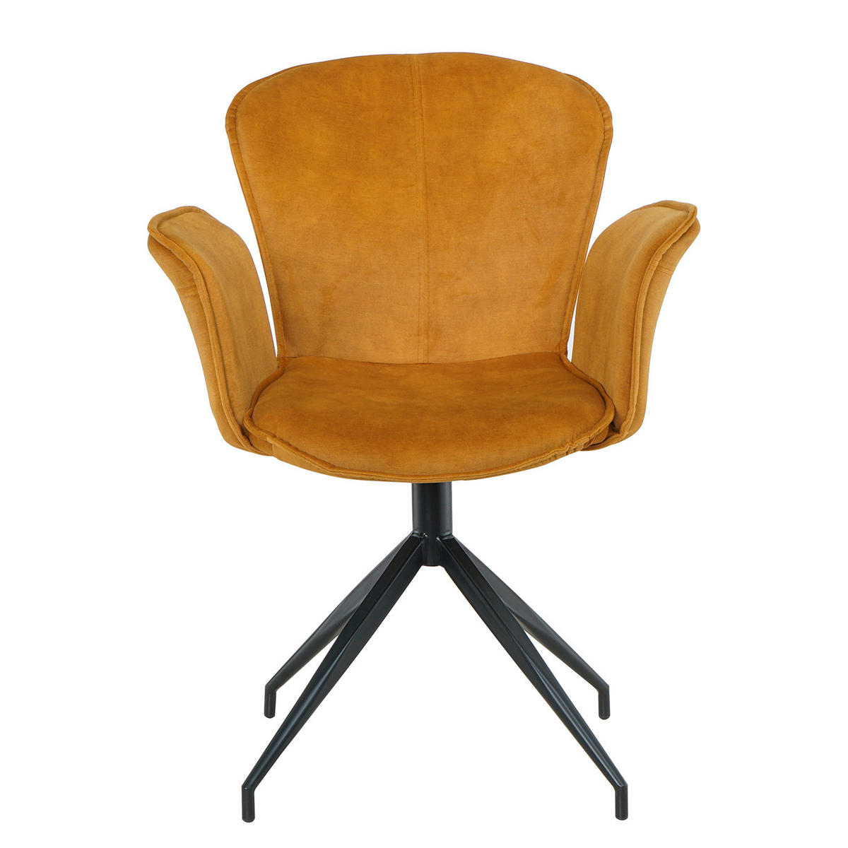 DREHBARER ARMLEHNENSTUHL - Ocker - Samt / Eisen - Gelb, Textil/Metall (63/91/66cm) - home24
