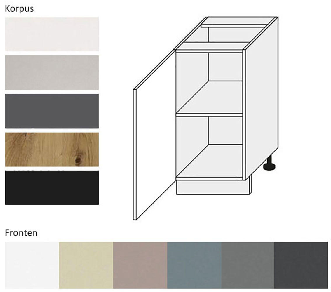 KÜCHENUNTERSCHRANK Kvantum D1D/45 Beige Matt / Lava Matt 45 / 50 / 82cm - Dunkelgrau/Beige, Holz/Holzwerkstoff (45/82/50cm) - Feldmann-Wohnen