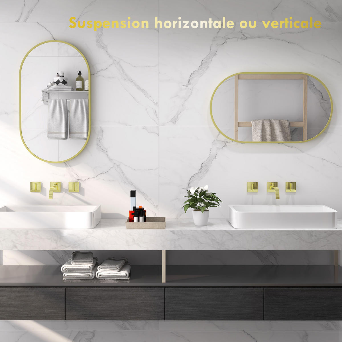 WANDSPIEGEL Goldfarben Oval 40/70 cm - Goldfarben, Metall (40/70/3cm) - PANGIVO
