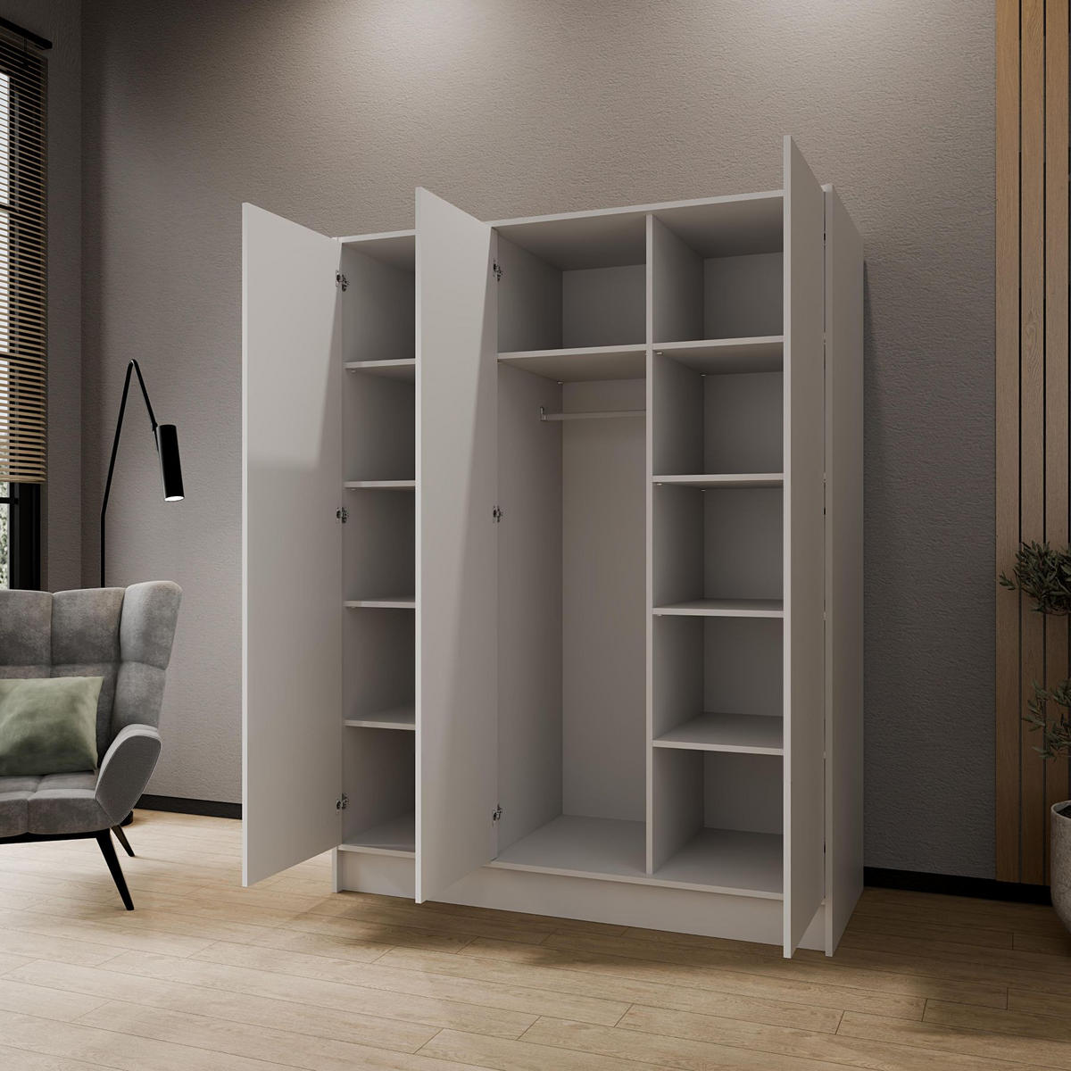 SCHRANK Weiß 150 ALA Glatt Ohne Spiegel Ohne Griffe - Weiß, Holzwerkstoff (150/200/51cm) - Sepro Meble