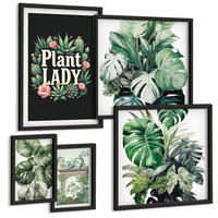 BILDER SET 5er Set - 50x50 cm & 20x30 cm & 40x60 cm Schwarzer Rahmen - Japanische Natur und Japandi-Stil - Schwarz, Kunststoff (40/60cm) - TULUP