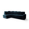ECKSOFA KONGO RBN11, Eckcouch in L-Form mit Schlaffunktion, Farbe: Blau, Velourstoff, Ottomane Links - Blau, Textil (304/180cm) - O-Sofa