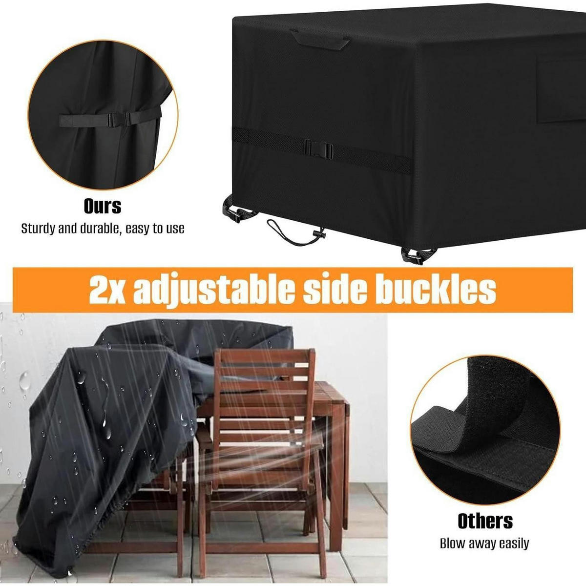 GARTENMÖBEL Abdeckung 250 x 250 x 90 cm Wasserdicht Winddicht UV-Beständig 420D Oxford - Schwarz, Kunststoff (250/90/250cm)