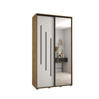 SCHWEBETÜRENSCHRANK 235,2/140/60 2-türig - Schwarz/Weiß, Holz/Metall (140/235/60cm) - Abiks Möbel