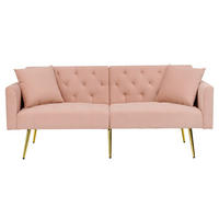 SCHLAFSOFA 177/78/74 cm in Pink Samt mit Aufbewahrungstasche - Rosa, Textil (78/74/177cm) - Oxeza