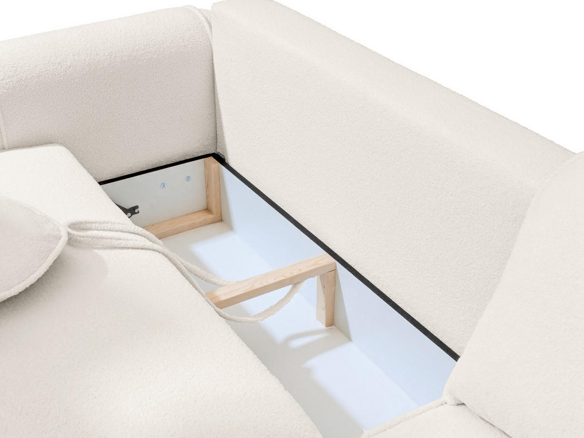 ECKSOFA SIGMA mit Schlaffunktion und Bettkasten, Stoff Creme - Creme, Textil (280/178cm) - Idohome