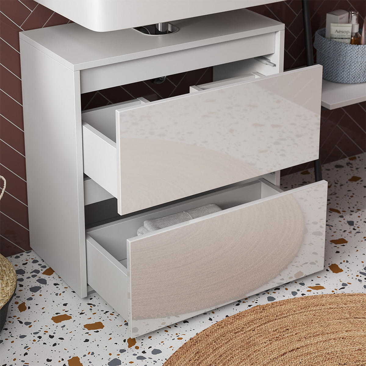 KOUPELNOVÝ NÁBYTEK Majest Bílá - bílá/vysoce lesklá bílá, kompozitní dřevo (60/62/30cm) - Vicco