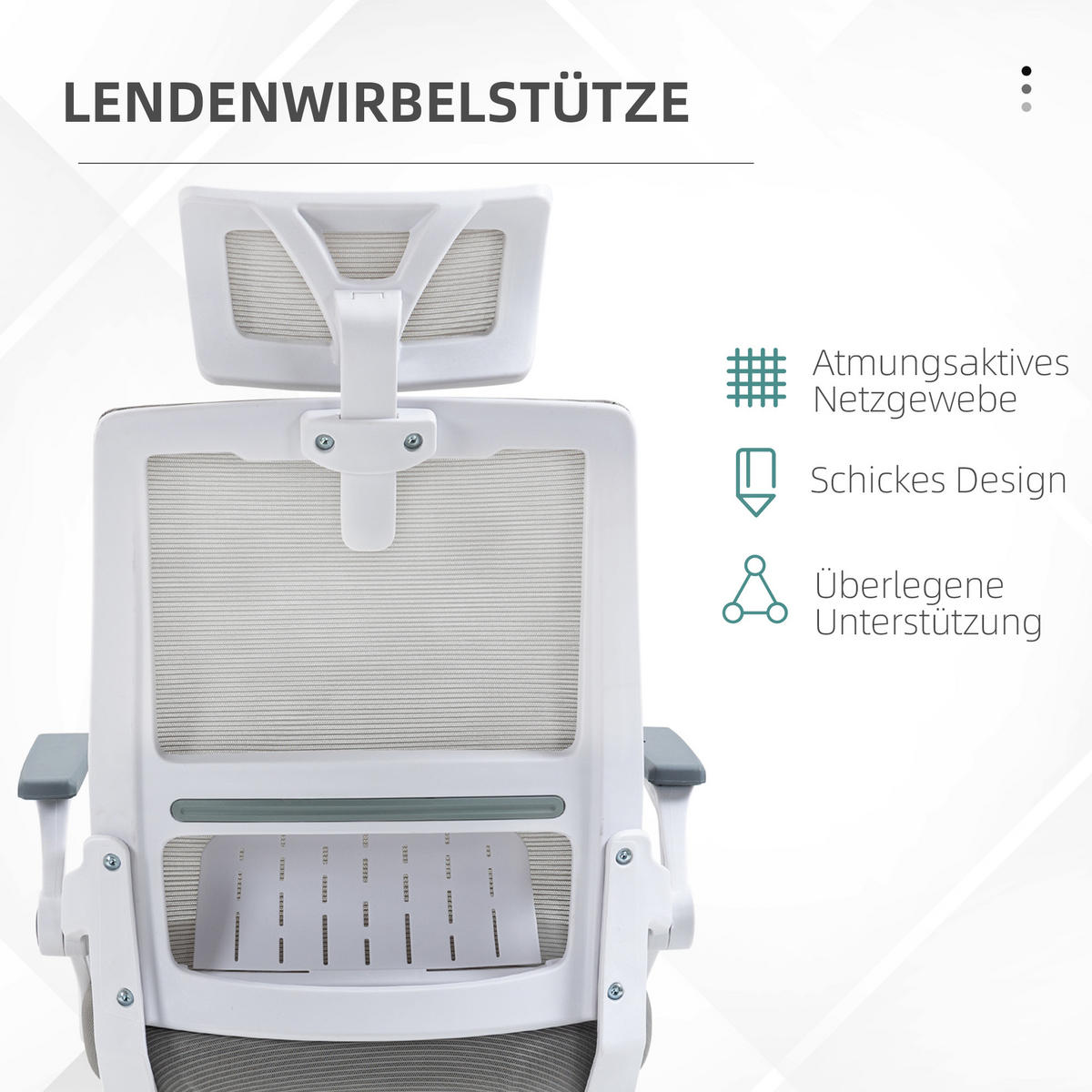 BÜROSTUHL, Ergonomisch, Mesh, Grau - Grau, Textil (61/119/60cm) - Vinsetto