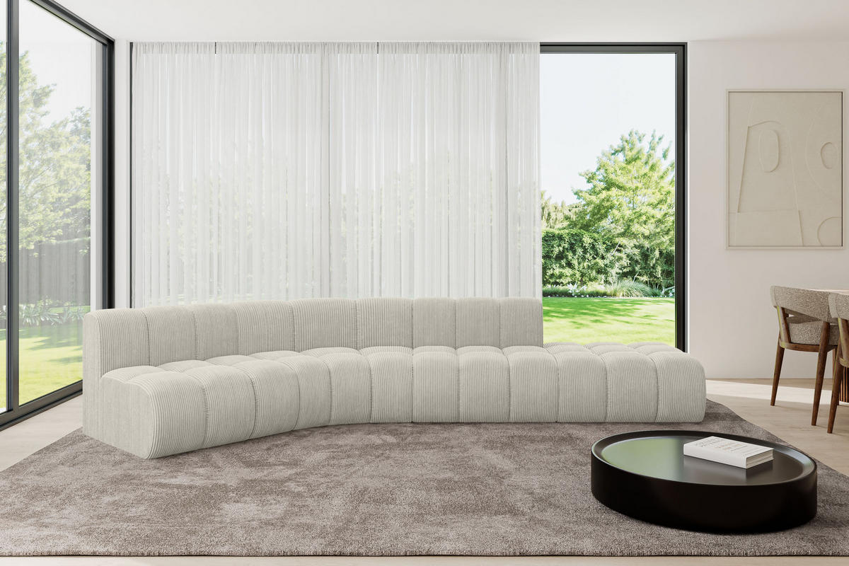 ECKSOFA modulares Sofa Brilo-L1 - 380x174x70 cm Creme - Hellgrau/Creme, Holzwerkstoff/Textil (380/174cm) - ALTDECOR