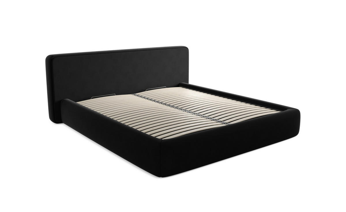 POLSTERBETT mit Bettkasten und Lattenrost 180x228 Grün - Dunkelgrün/Schwarz, Kunststoff/Textil (160/200cm) - Makamii