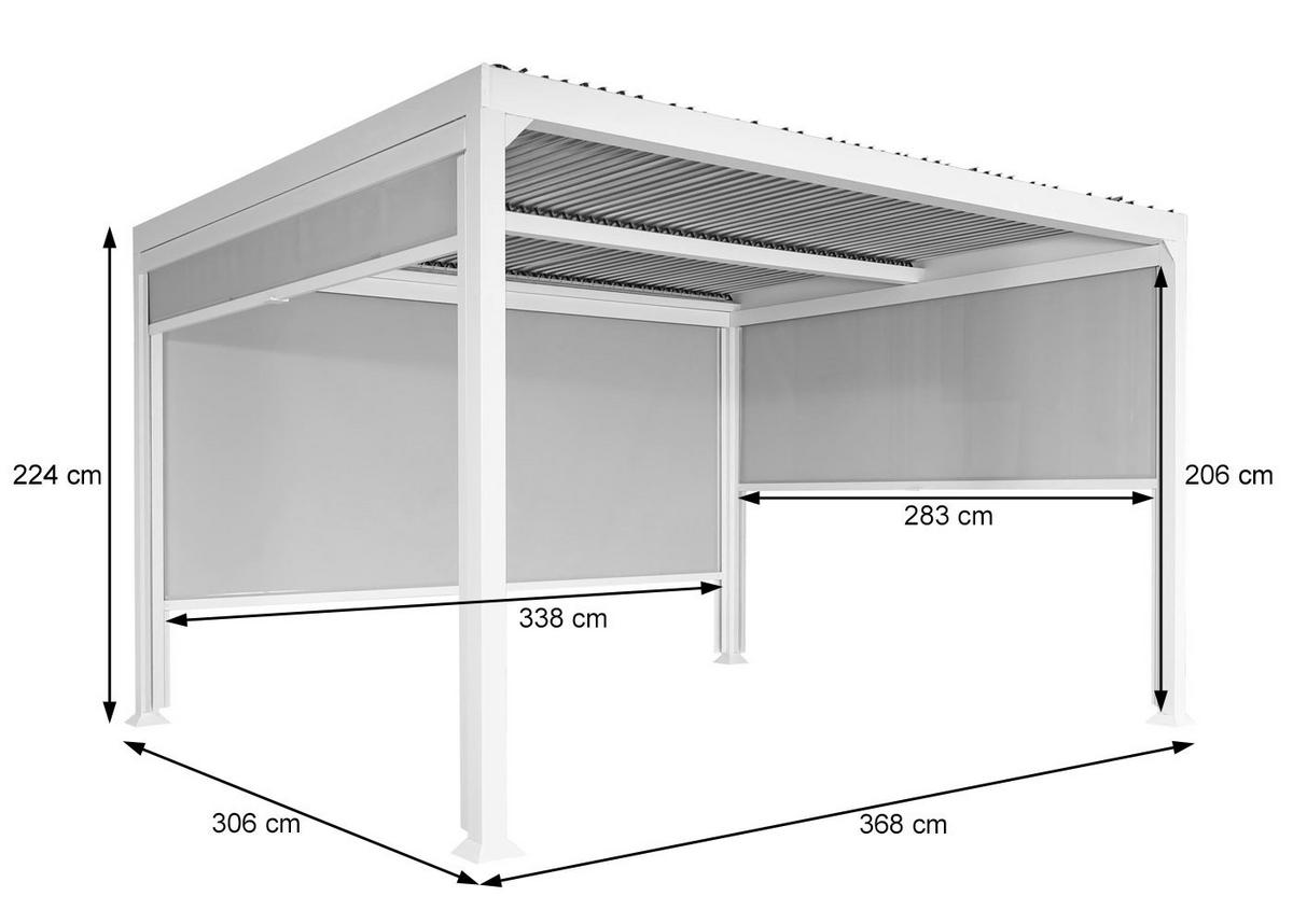 ALU PERGOLA MIT SEITENWAND Anthrazit - Anthrazit, Metall (368/224/306cm) - MCW