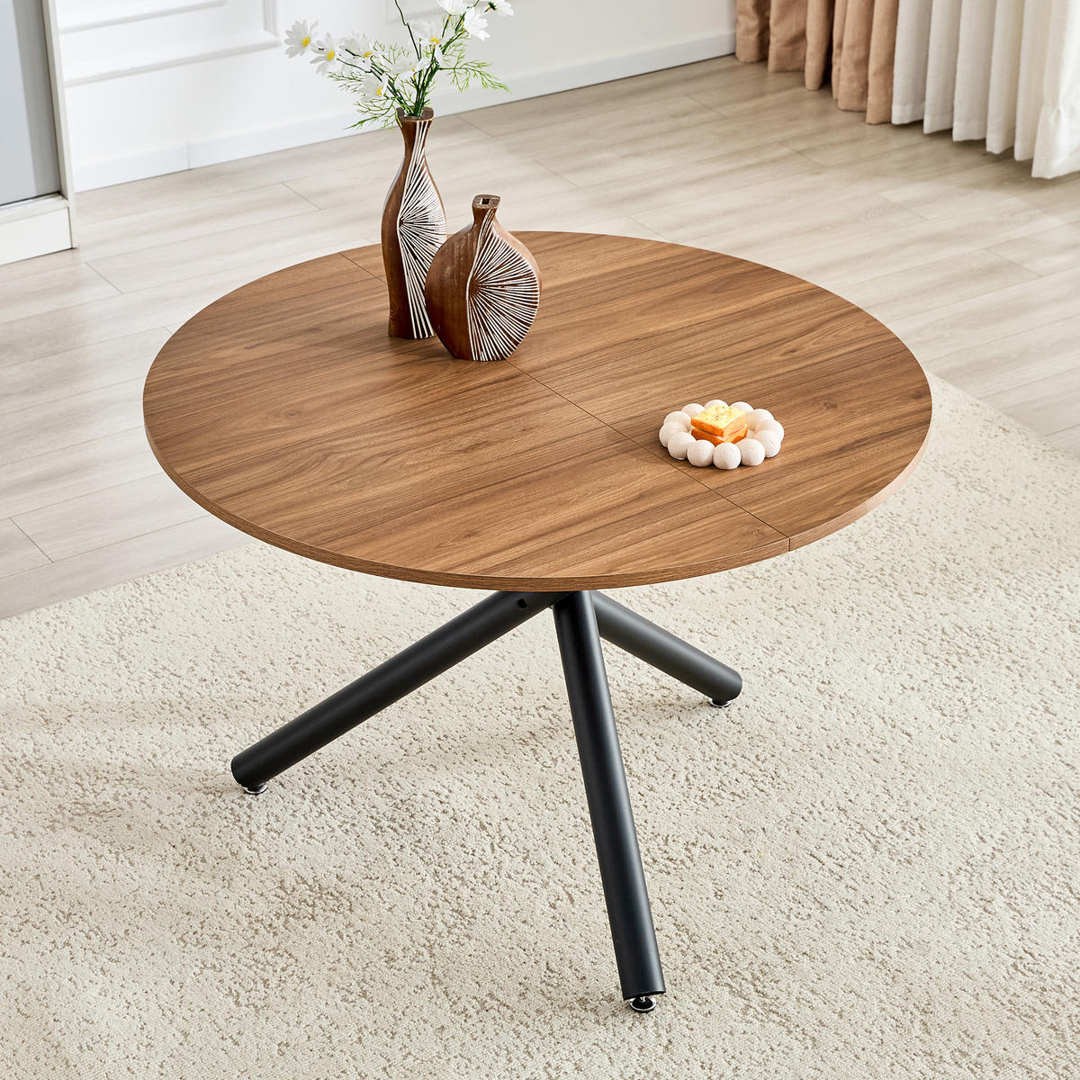 ESSTISCH Nussbaumfarben Schwarz 110/110/76 cm - Schwarz, Holz (110/110/76cm) - PANGIVO