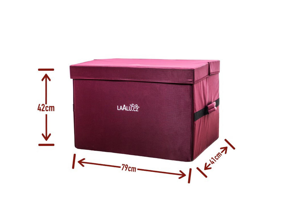 AUFBEWAHRUNGSBOX Premium für Christbaumkugeln, 96 Kugeln, verstellbare Fächer, Stoff - Schwarz/Dunkelrot, Textil/Metall (65/46/44cm) - LAALU
