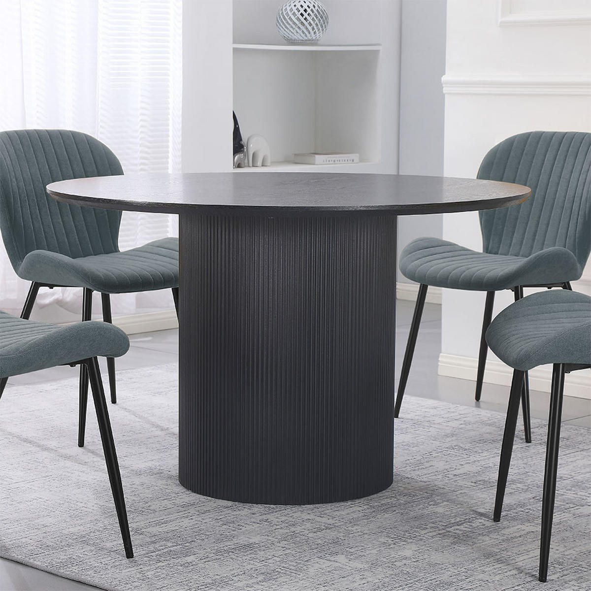 ESSTISCH CAMILLO - Dark Oak, 120 cm - Schwarz, Holzwerkstoff/Textil (120/120/75cm) - Home Deluxe