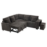 SCHLAFSOFA Grau L-Form USB Stauraum Getränkehalter Kissen - Grau, Textil (205/220cm) - FLIEKS