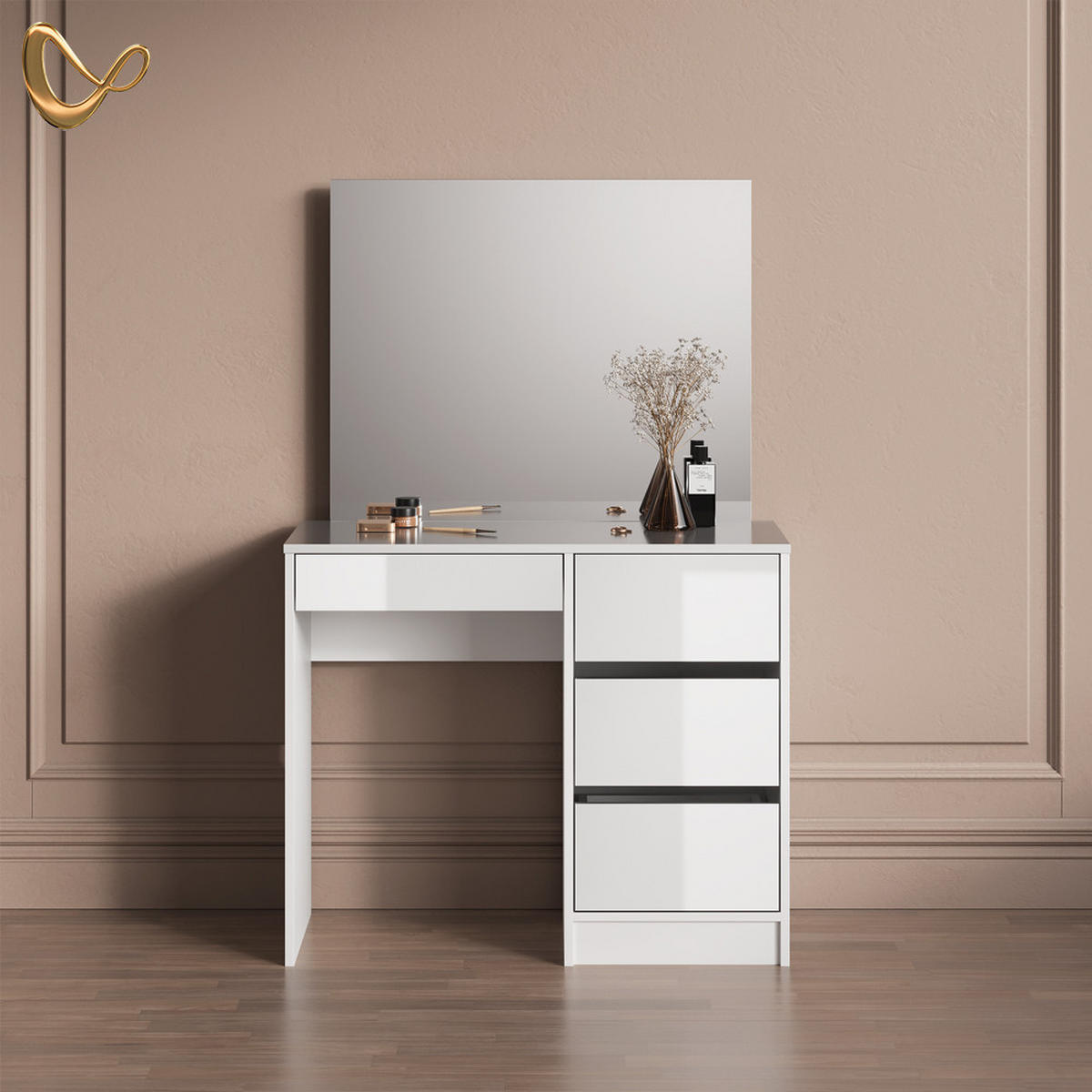 SCHMINKTISCH Imola Weiß 90 cm - Weiß, Holzwerkstoff (90/75/40cm) - Livinity®