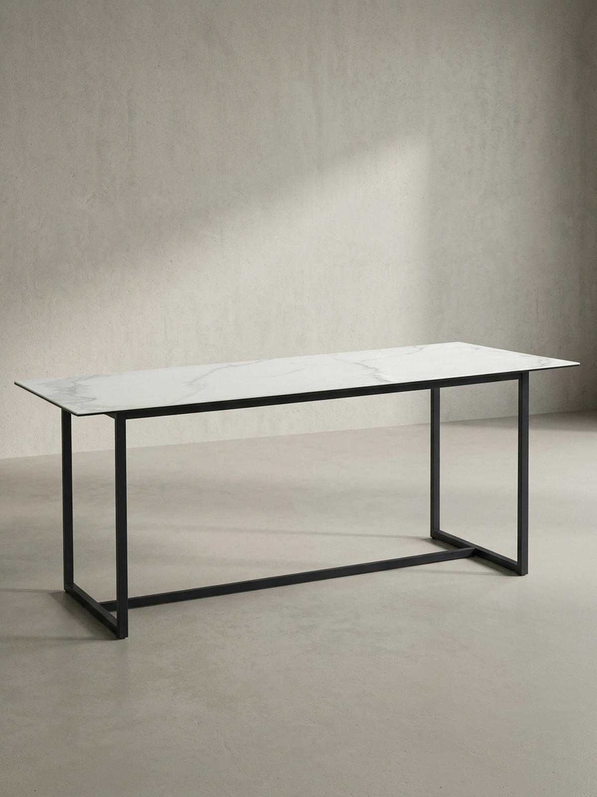 ESSTISCH Glas Keramik Marmoroptik Designer 180x90 ARCTIC, Weiß-Schwarz 180x90x76 cm - Schwarz/Weiß, Glas/Metall (90/180/76cm) - KADIMA DESIGN