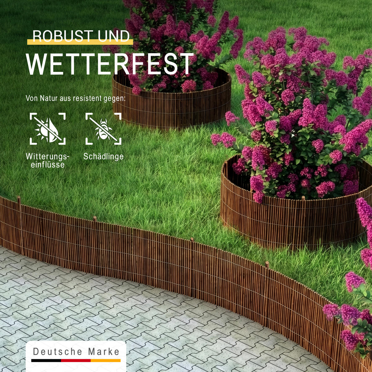 BEETEINFASSUNG SolVision WB79 20x300cm Weide mit 7 Pflöcken 40 cm - Naturfarben, Holz (40/300cm) - Sol Royal